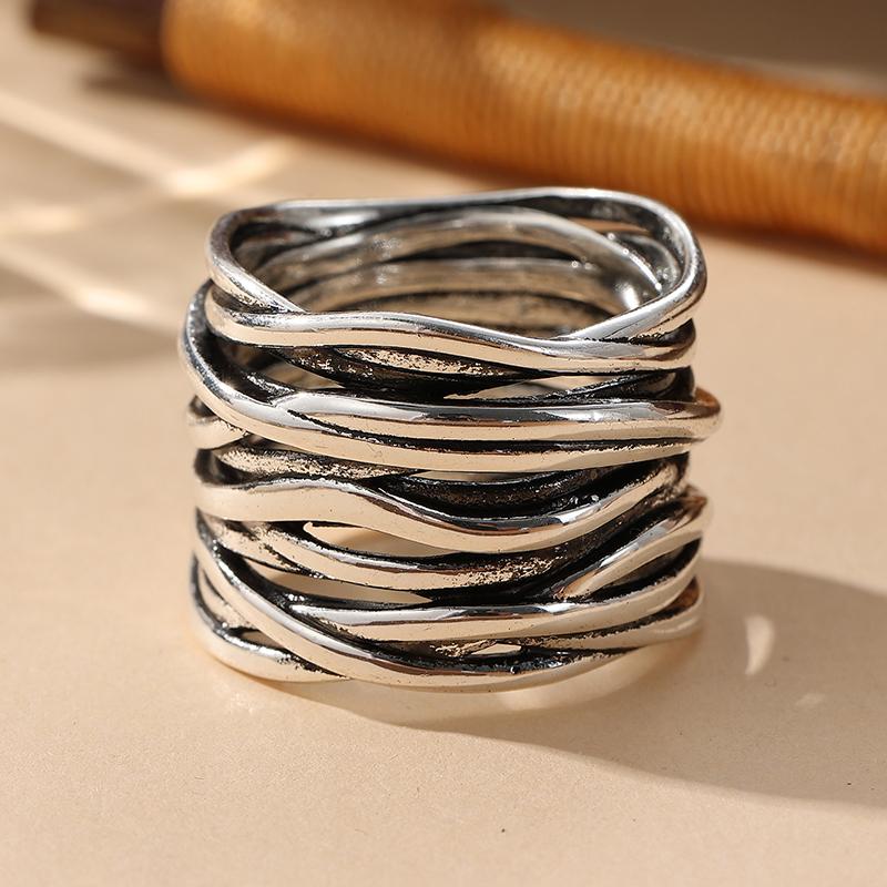 Minimal Silvery Color Wrap Wide Band Ring Minimalistic Shiny Finish Ring, Elegant, Modern Design, Statement Ring, Gift for Her