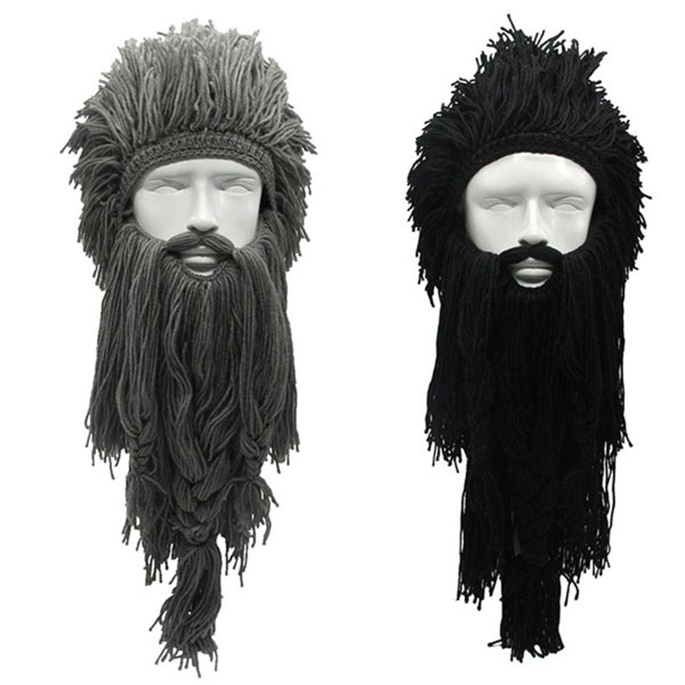Winter Knitted Funny Beard Long Wig Cap 