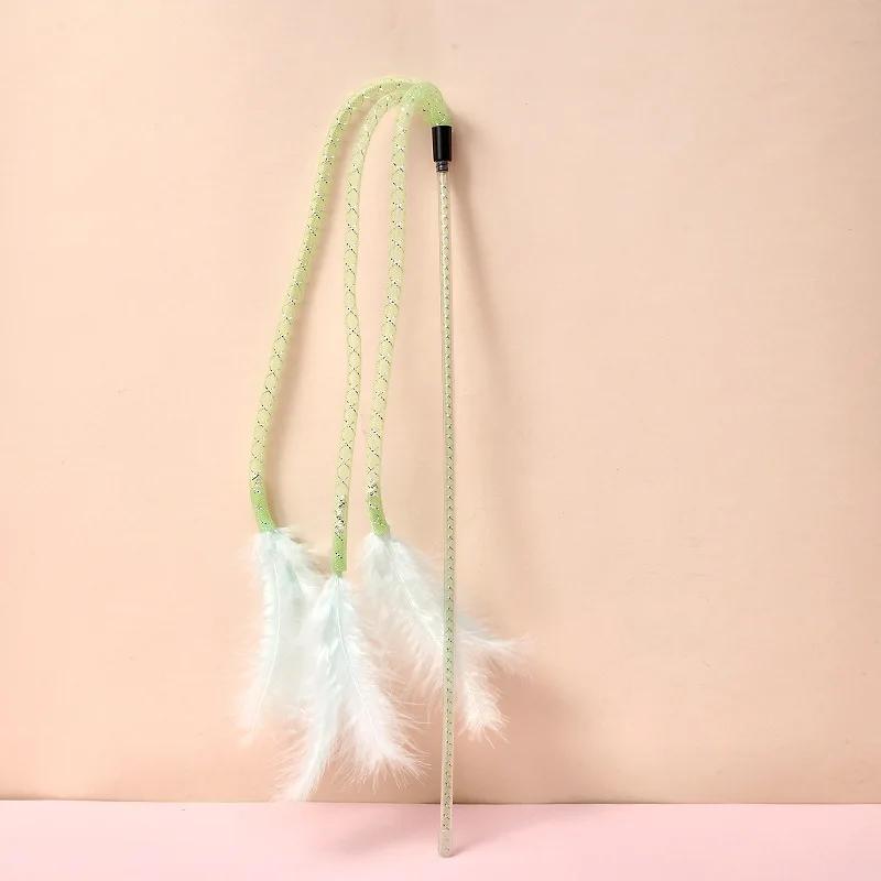 

Interactive Cat Toy Feather Stick with Bell Mesh Tube Tassel Wand for Indoor Cats Kitten Play