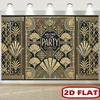 Roaring 20s Photo Booth Background, Black Gold Art Deco Welcome To The Party Backdrop for Speakeasy & New Year Events