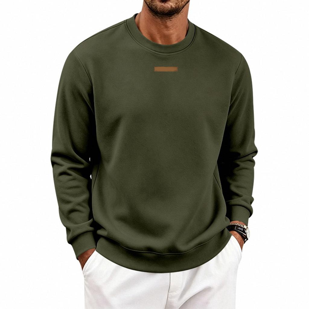 Men's Loose Fit Long Sleeve Crew Neck Sweatshirt Lightweight Fleece Pullover Casual Top for Everyday Wear