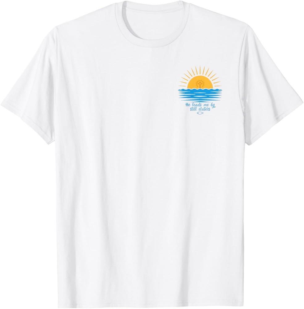Christian Unisextal Health Anxiety Hates Psalm 23 Retro Sunset TShirt S
