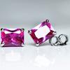 Natural Pink Ruby Earrings 11.10 Ct Pair CERTIFIED Emerald Cut Pair For Gift