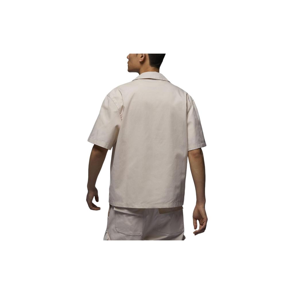 Jordan Essentials Embroidered Logo Retro Casual Single-Breasted Soft Collar Short Sleeve Shirt Men Tops Khaki FN4626-203