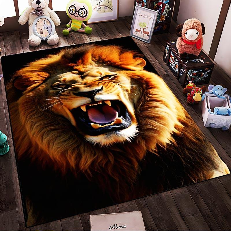 Realistic Roaring Lion Print Soft Carpet for Living Room Decor Suitable for Use As an Anti-slip for Living Room Bedroom Sofas