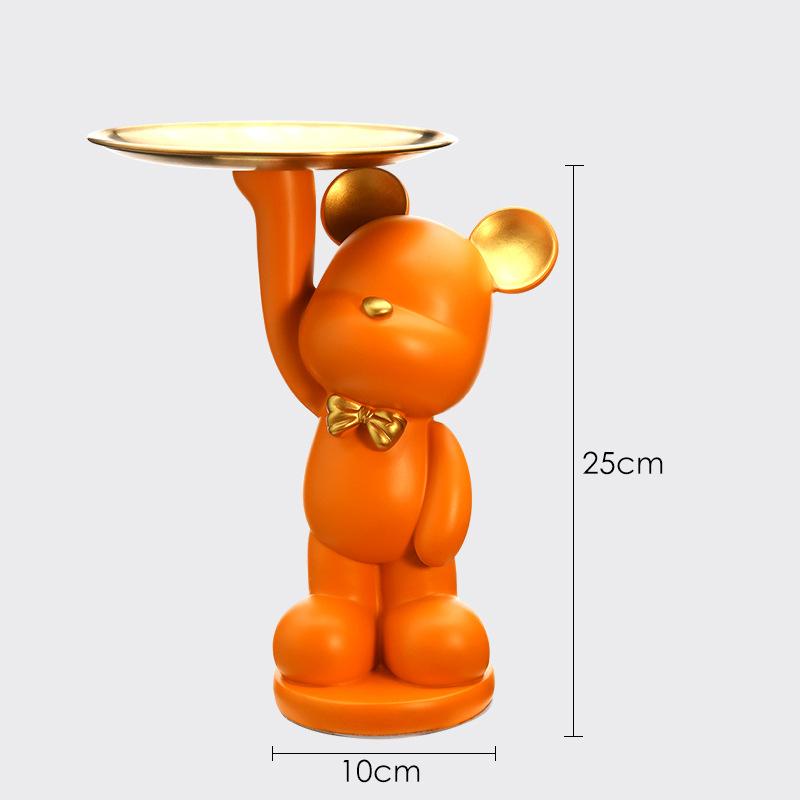 Nordic Home Decor Accessories Creative Bear Figurines Tray Decoration Storage Sculpture Resin Living Room Table Decoration Gift