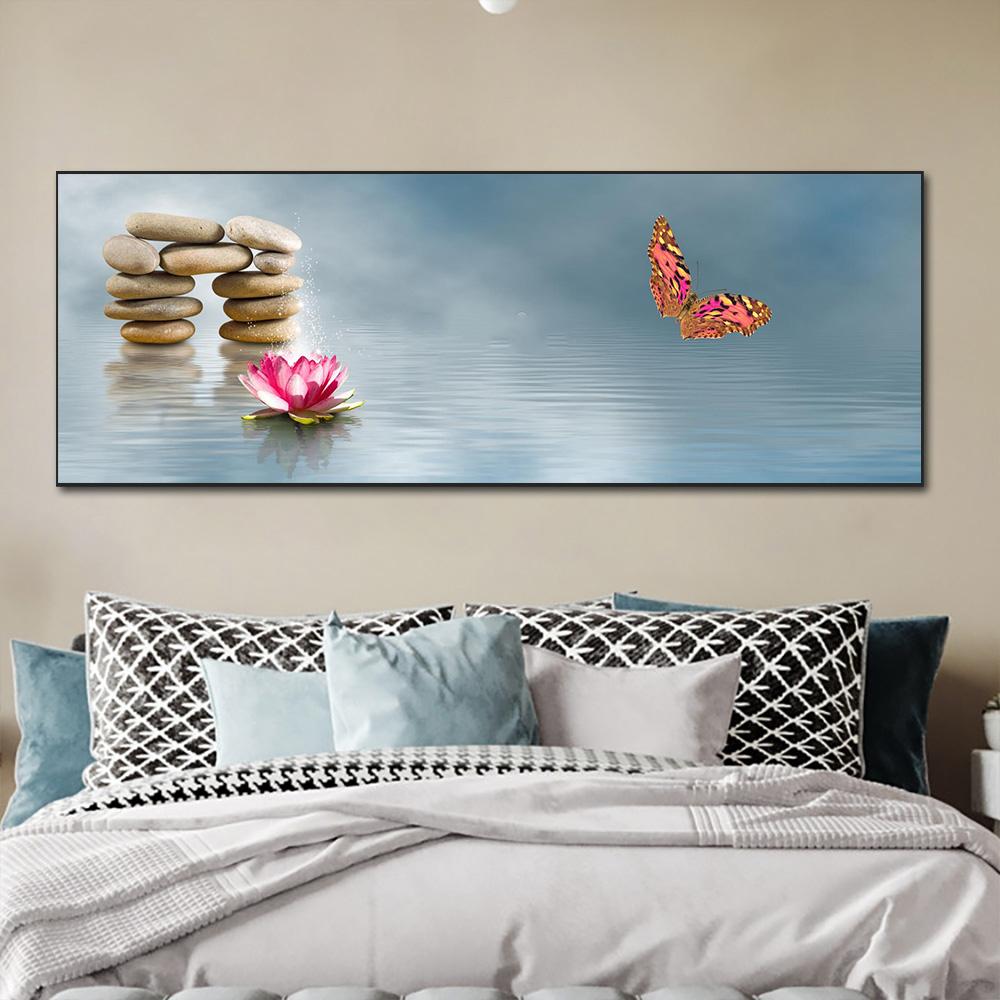 Landscape Spa Zen Stones and Water Lotus Bamboo Canvas Painting Posters and Prints Wall Art Pictures Room Home Decor No Frame