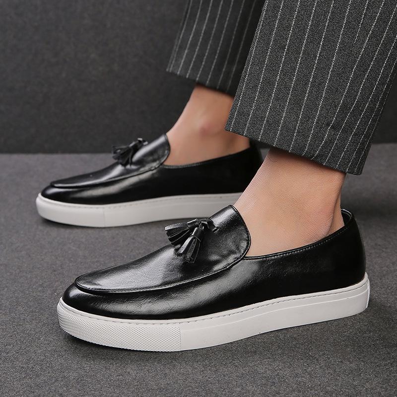 Men's European & American Fashion Slip-On Tassel Loafers - Large Size Casual Leather Shoes