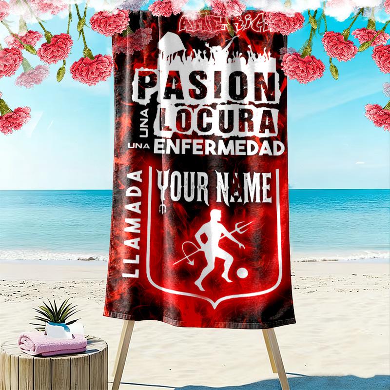 America De Cali Custom Name Print Beach Towel Large Soft Quick Dry Towel For Beach Camping Swimming
