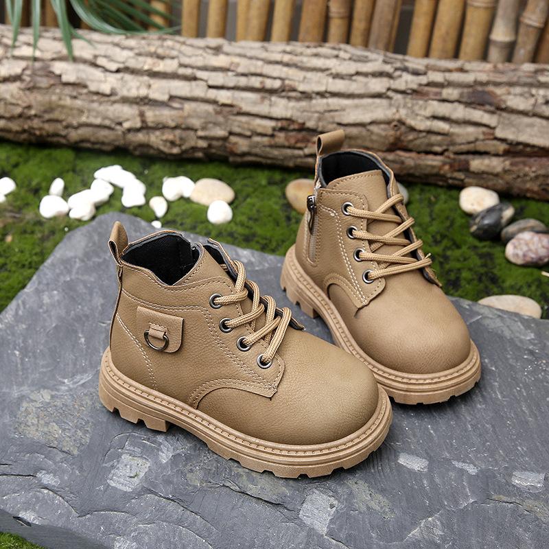Boys Martin Boots Children's Soft-soled Leather Boots 2025 Spring and Autumn New Girls' Fashion Small Yellow Boots Baby Low Boots