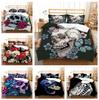 Conjunto de cama série cabeça de caveira 3d, flor, cabeça de caveira, capa de edredom e fronha, 2/3 peças, assustador, decoração de casa, quarto de halloween