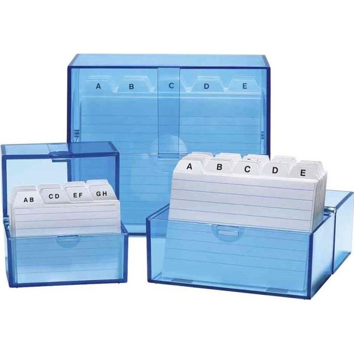 Boîte À Fiches - WEDO - A7 À L'italienne - 100 Fiches - Bleu Transparent