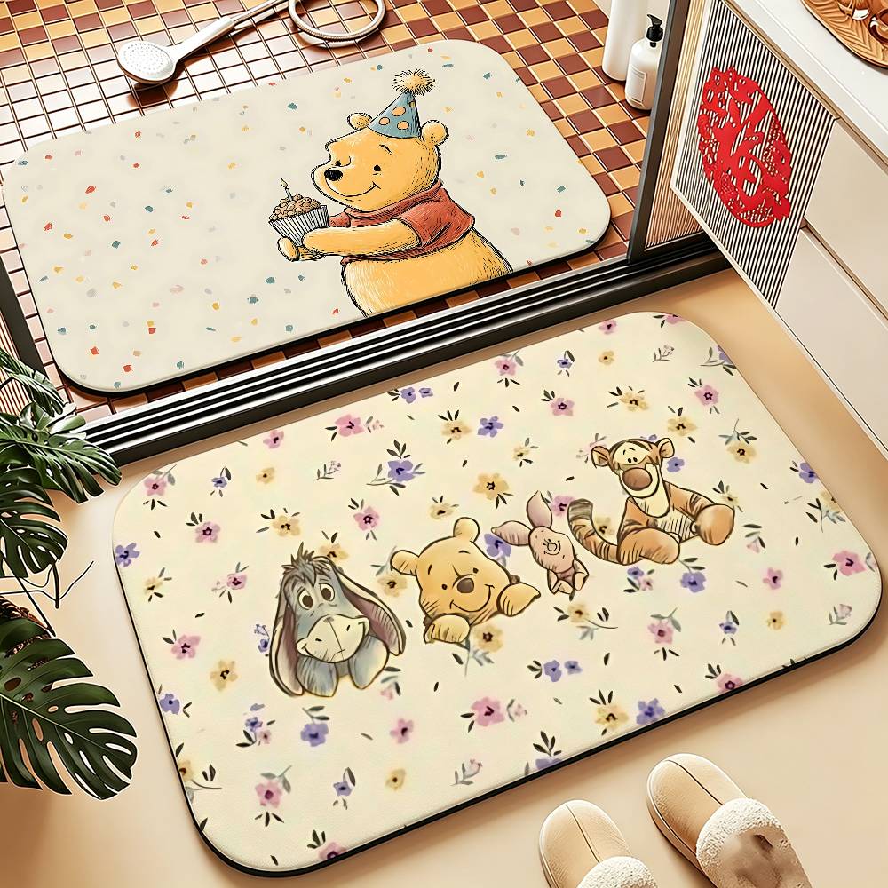 Cute W-Winnie The P-Pooh-S Kawaii Carpet Bathroom Anti-slip Mat Door Mat Home Decoration Mat Entrance Door Mat Scratch-resistant