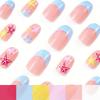 Short Glossy Oval Hot 24 Pieces Nail Art Cool and Fresh Summer Starfish Blue French Wearing Nail Art