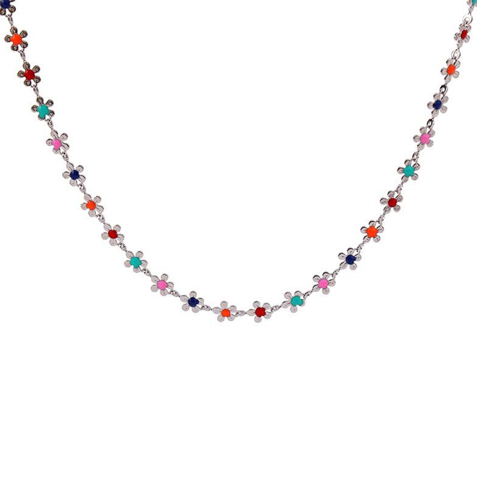 

Sweet Flower Chain Necklace for Women Girls Wedding Bridal Party Jewelry Choker Statement Summer Beach Necklaces Gift 1