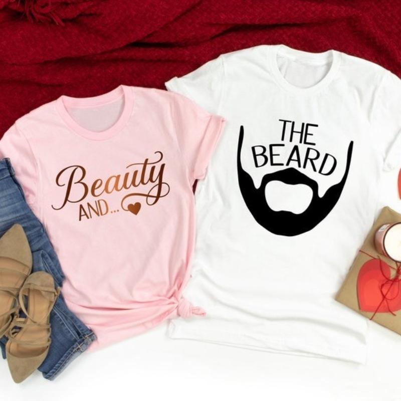 Beauty and The Beard T-Shirts Valentinstag PartnerhemdenSein und Sein HemdJubiläumshemdValentinstagshemdPassende Partneroberteile