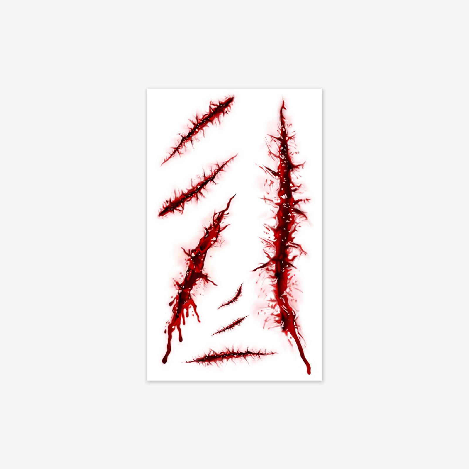 High-Value Personality Dark Scars Halloween Face Sticker Hand Tattoo Sticker 9*15CM