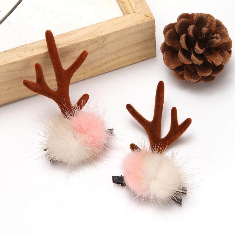 Christmas Reindeer Antler Hair Clips - Festive Elk Headwear Accessories