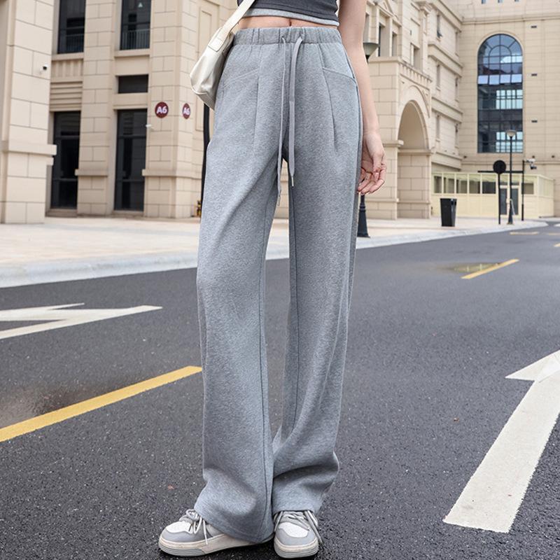 

Женские свободные спортивные штаны с высокой талией, черного и серого цвета, с широкими штанинами, весна/осень, японский и корейский стиль 2025 года M серый
