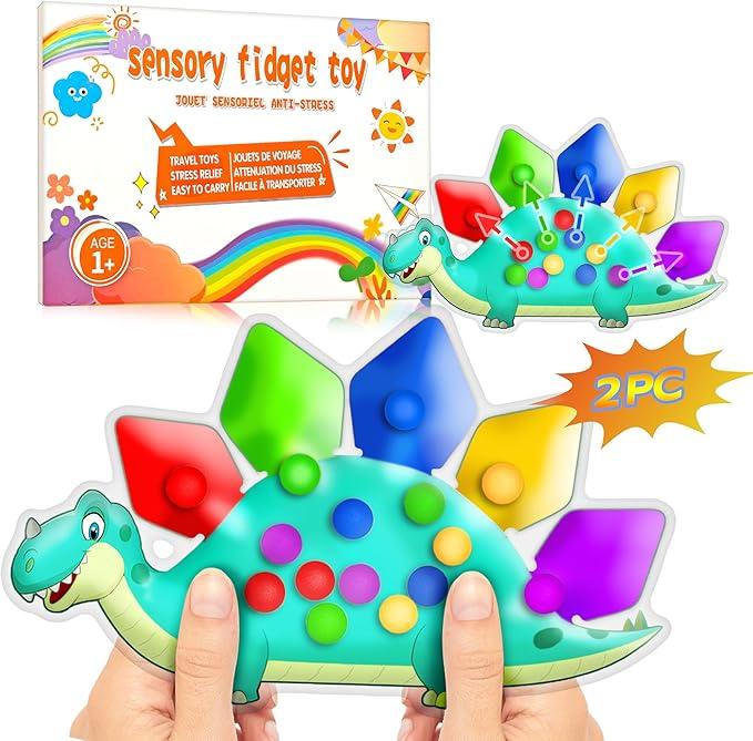 Dinosaur Color Sorting Sensory Toy for Toddlers 1-3, Travel Essential Roadtrip Toy for Boys Girls, Fine Motor Montessori Fidget Presch