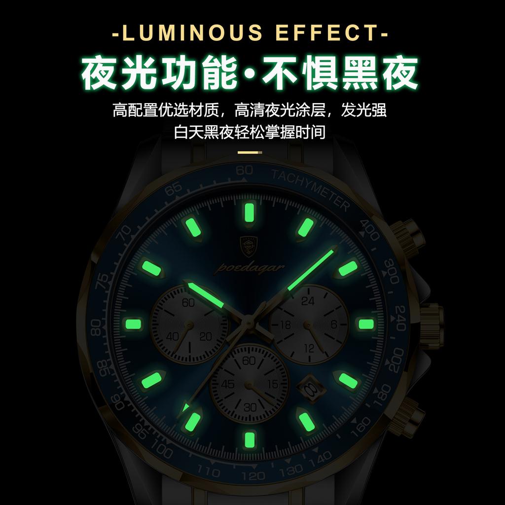 Waterproof Luminous Men'S Watch Multi-Function Quartz Watch