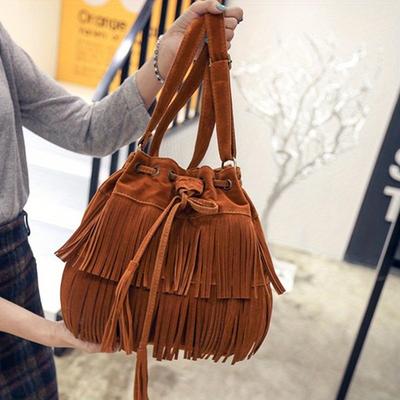 Semišové třásně Women Messenger Bags Tote kabelka Tassel kabelky přes rameno Crossbody kabelka