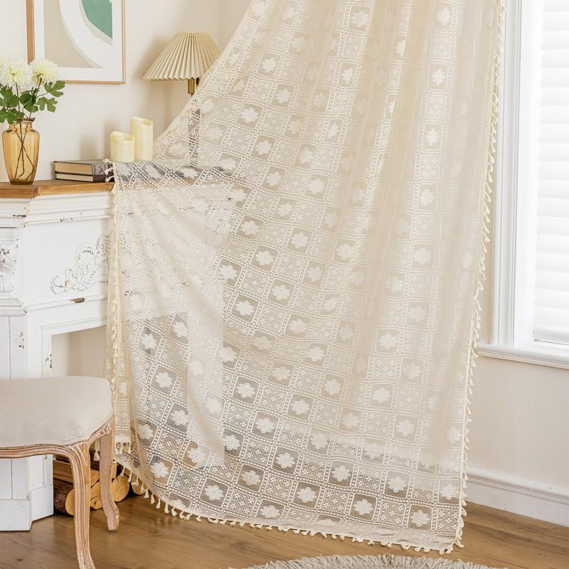 Floral Lace Sheer Curtain Panel Living Room Bedroom Dining Balcony Country Style Window Treatment