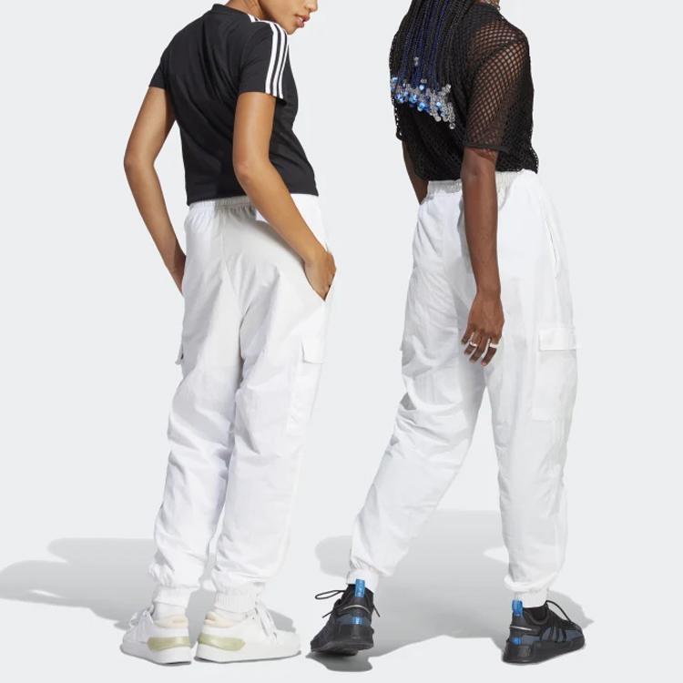 Adidas Dance Woven Versatile Cargo Pants With Solid Logo Elastic Waistband Cuffed Sports Pants Women Pants White IC6657