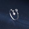 Korean Silver Color Shiny Five Pointed Star Rings for Women Simple Zircon Cross Hollow Star Open Finger Rings Jewelry Party Gift
