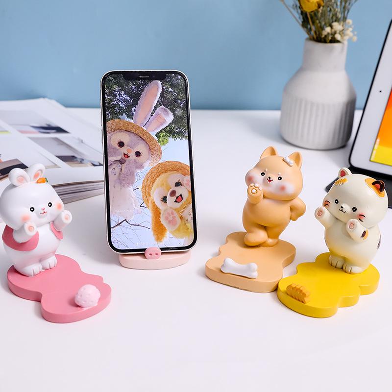 cute mobile phone holder creative cute animal cartoon mobile phone holder girl heart resin gift lazy support frame ornament