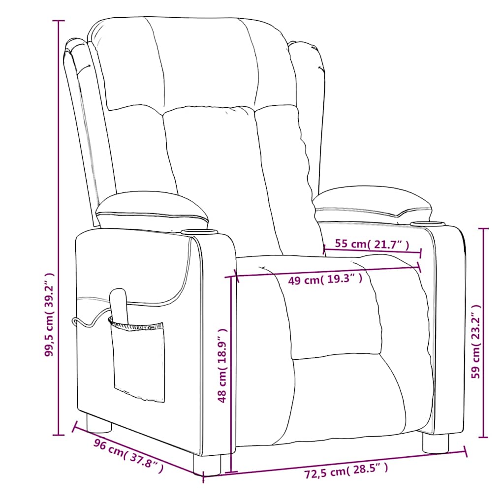 Electric Massage Recliner Dark Grey Fabric