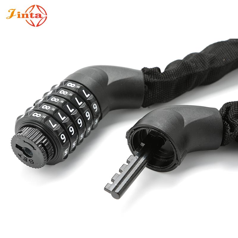 Jinta  Fabric Wrapped Steel Cable Combination Lock 5 Digit Resettable Code Bike Helmet Travel Luggage Safety Lock