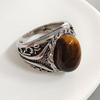 Viya Wish Best-Selling Vintage Men's Yellow Tiger Eye Braided Striped Ring
