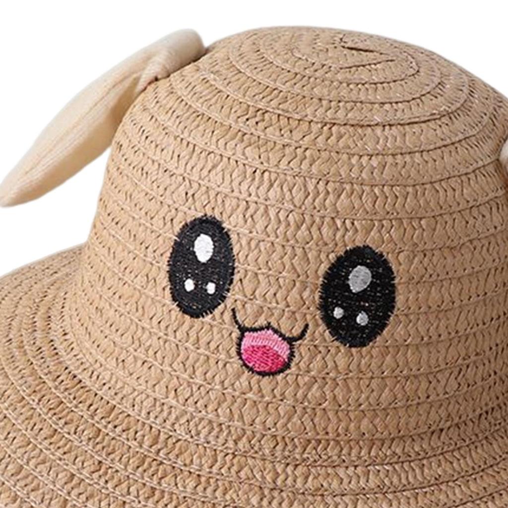 Rabbit Ear Sunshade Straw Hat Trendy Sun Protection Portable Sunscreen Hat for Parties Vocations Fancy Dress Short Trips Spring