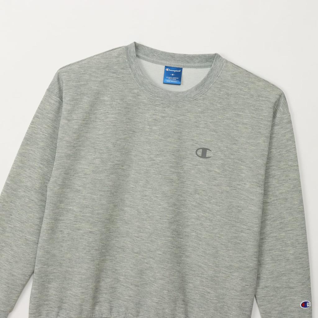 Champion Long Sleeve Round UV Graphic Logo Oxford Gray Women's T-Shirt, CW-AS405, Neck, Quick-Drying, Protection, Water-Repellent, Print,