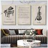 Retro Violin Piano Sheet Music Nordic Posters And Prints Canvas Painting Wall Art Pictures For Living Room Home Decor