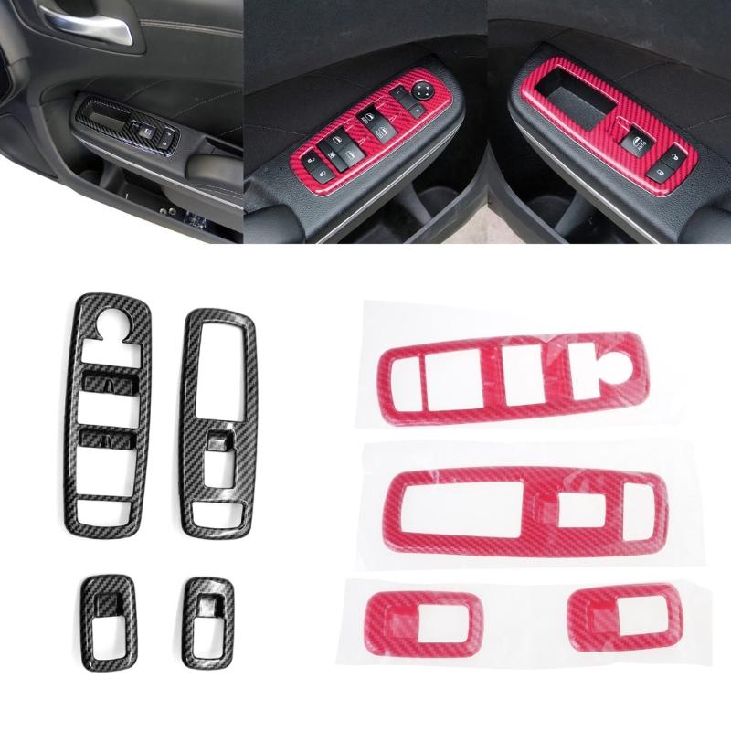 Carbon Fiber Window Lift Trim Switch Panel Cover Trim Automobile Replacement