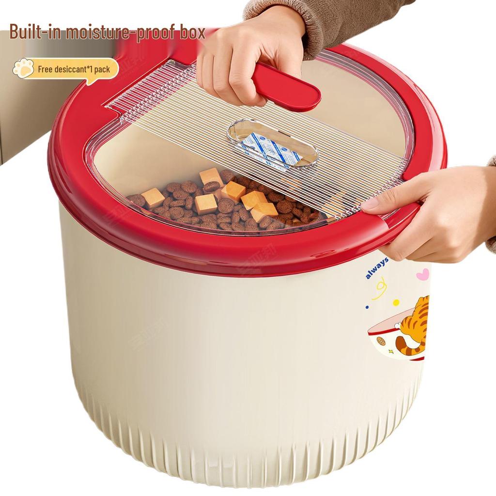 Moisture-Proof Cat & Dog Food Storage Bucket - Food-Grade, Sealed Container for Grain, Rice & Pet Food.