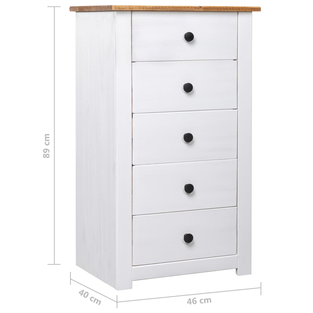 Sideboard in Weiß 46 x 40 x 89 cm Massives Kiefernholz Panama