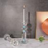 Crystal Glass Candle Holder Blue Diamond Candelabrum Transparent Candlestick Wedding Home Decoration Accessories