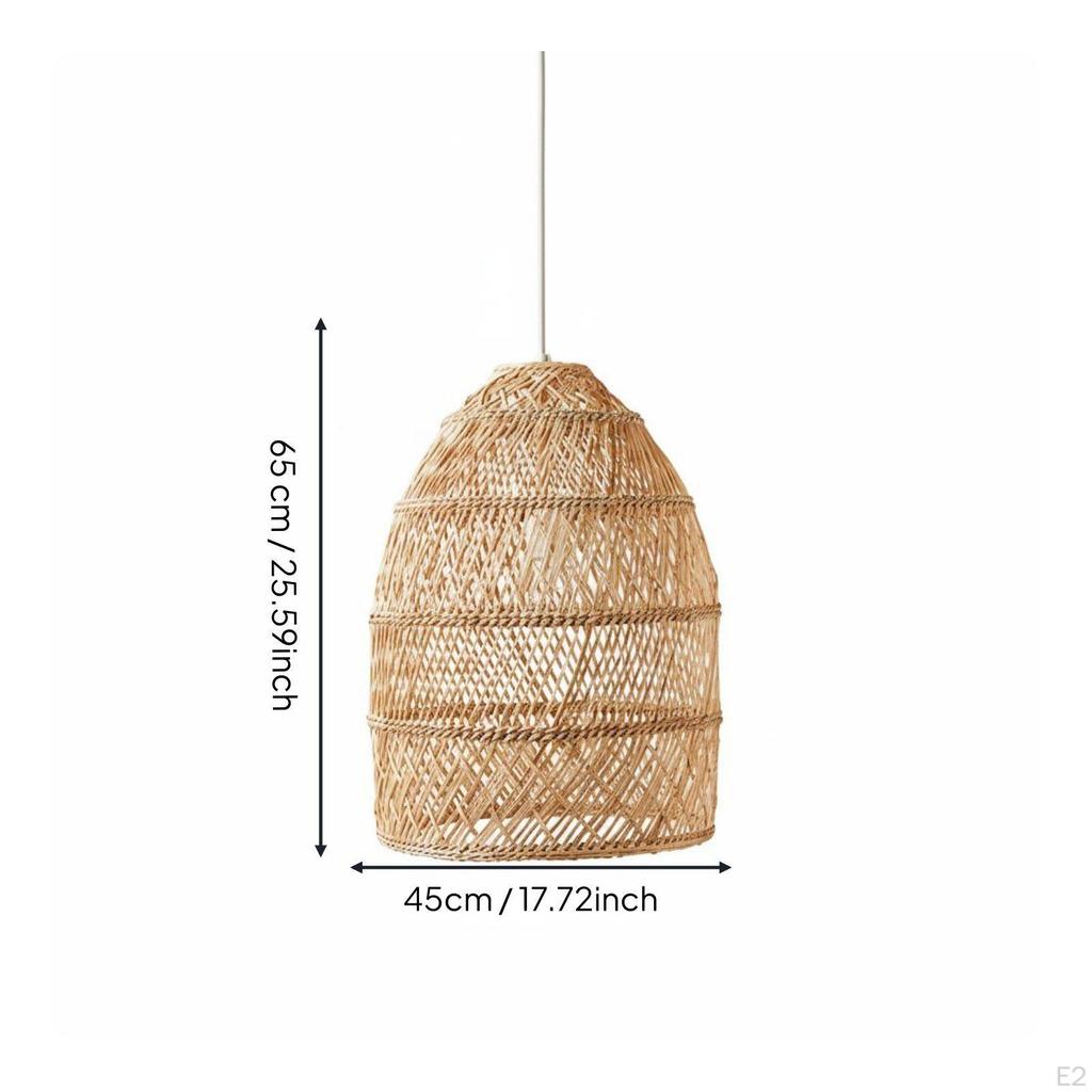 Rattan Pendant Lampshade Retro Design Woven Hanging Light Shade Rustic Elegance Fiber Lamp Cover for