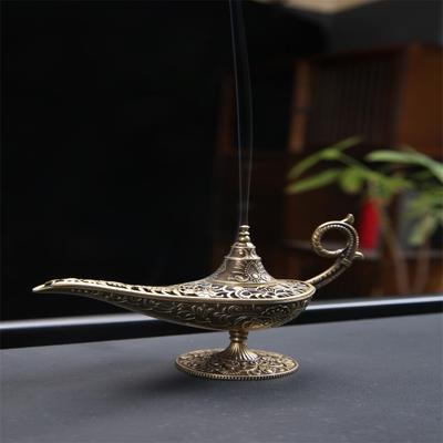 Durable Antique Style Incense Burner Metal Air Purification Aroma Furnace Gifts Wishing Aladdin Lamp for Tabletop Ornaments