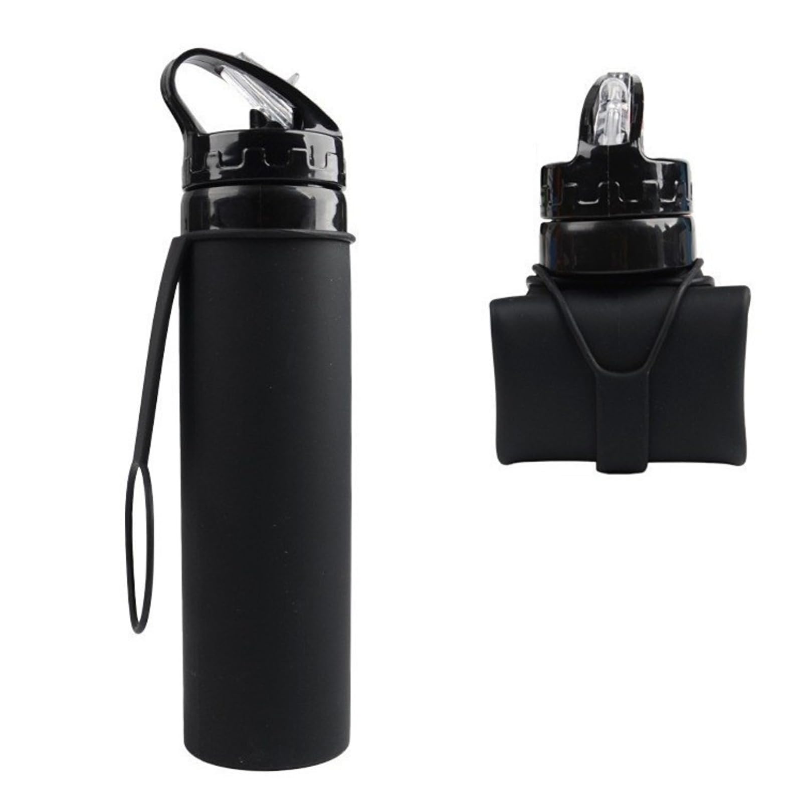 

Itisyou Sports Drink Water Foldable Silicone Water Portable Drink Bottle for Heat 600ml Bottle, Bottle, Freezable, BPA-Free, Gym, Running, Cycling, чёрный