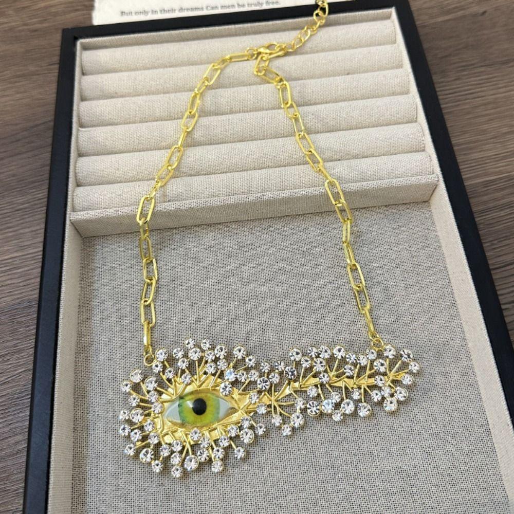 Rhinestone Statement Necklace Gorgeous Eye Pendant Brooch Eye Pendant Necklace  Statement Piece