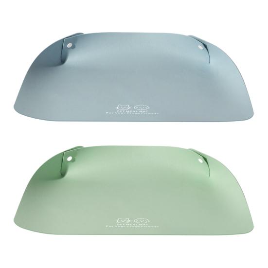 2Pcs Pet Food Mats, Waterproof Non Slip Cat Meal Mat, Faux Leather Pet Bowl Mat with Raised Edges to Contain Spills,