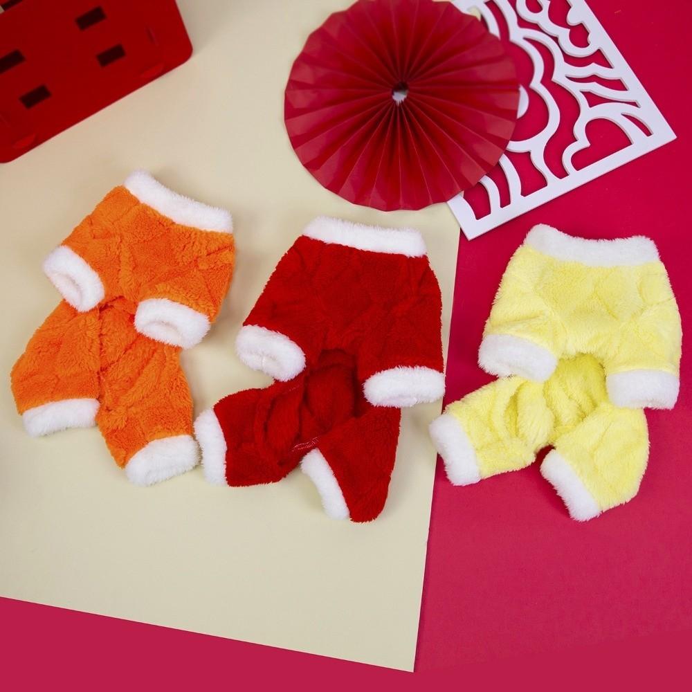 Fashion Warm Dog New Year Costumes Soft Velvet Dog Plush Hoodies Comfortable Festive Winter Dogs Jumpsuit Outdoor