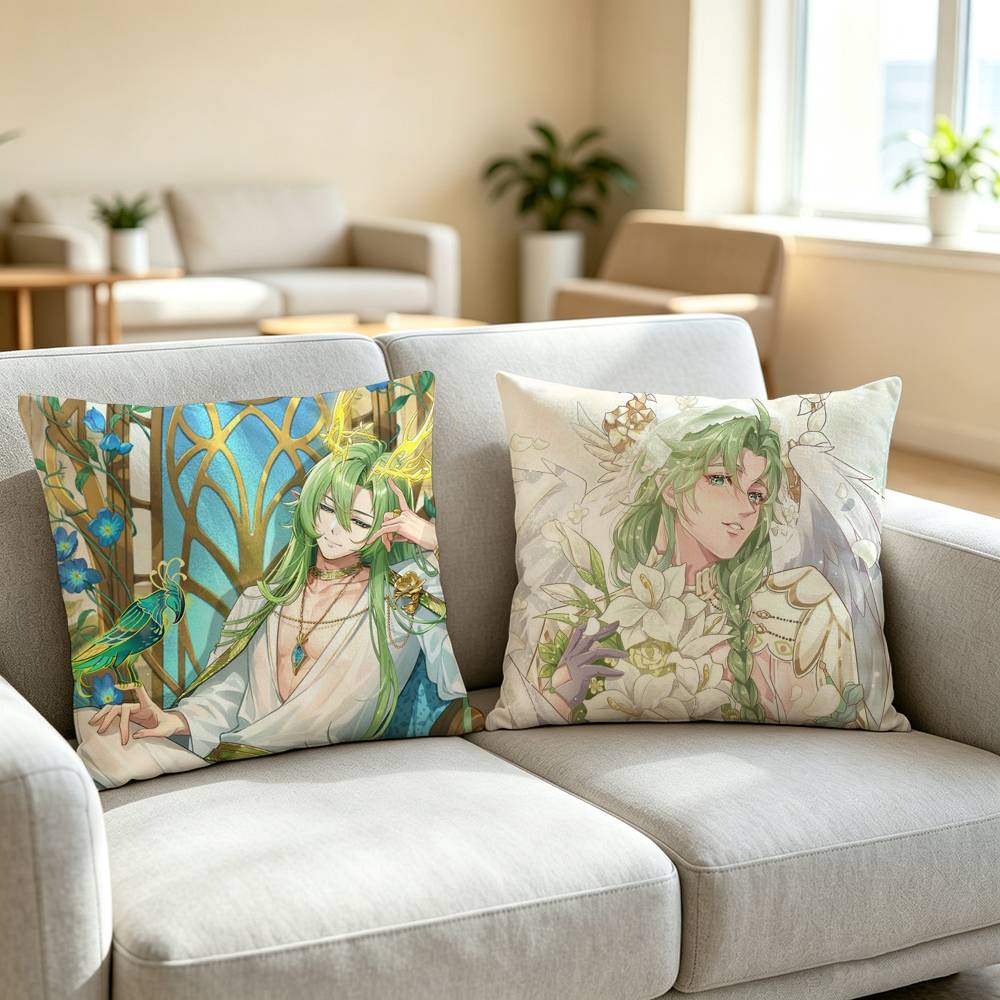 B-BL O-Olivine NU Carnival Square Double-Sided printed Pillow Case Bedroom Bedside Pillow Sofa Cushion Cover