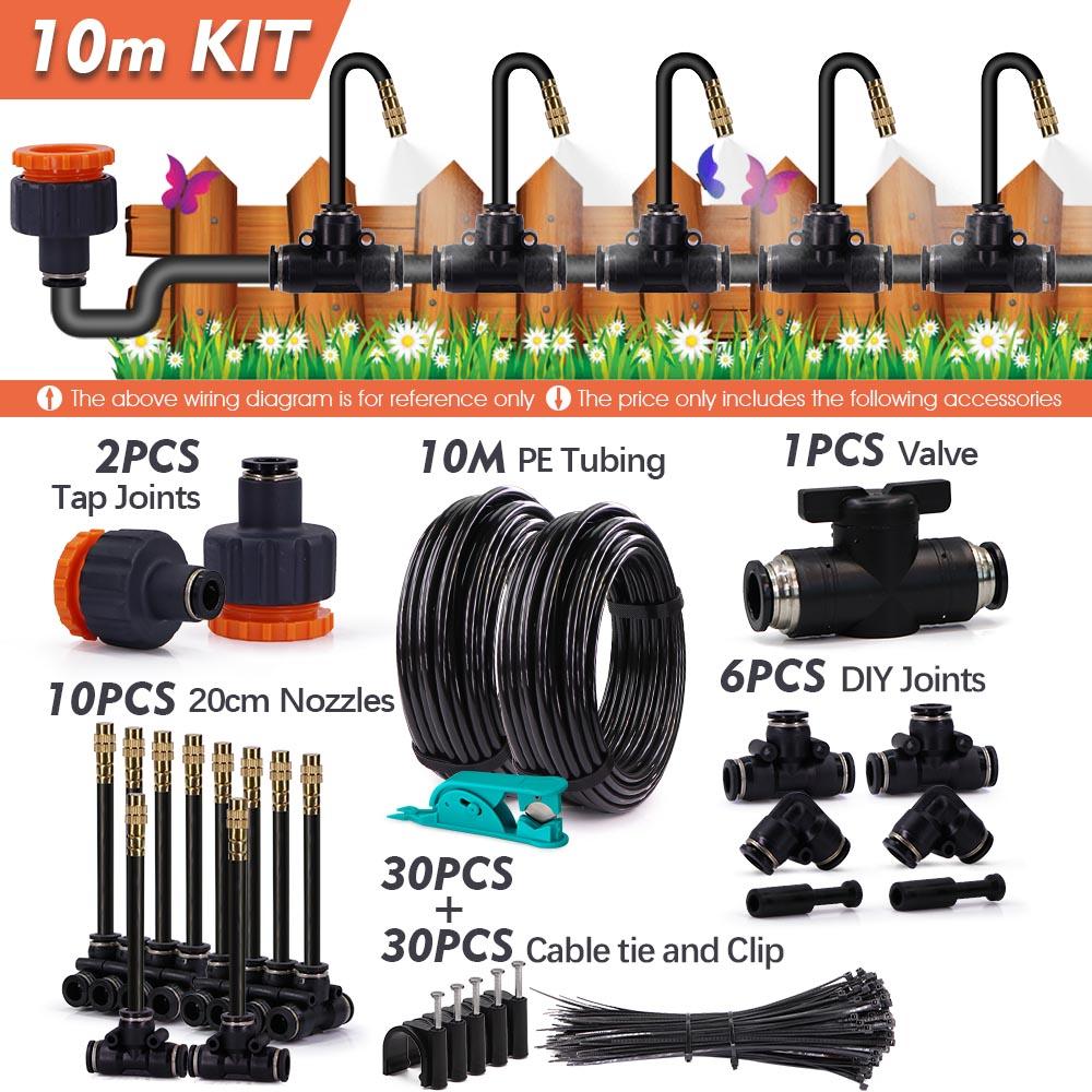 30-5m Free-bend Sprayer System 5/8mm PE Hose Misting Cooling Outdoor Garden Plant Fogging Watering Irrigation Humidification Kit