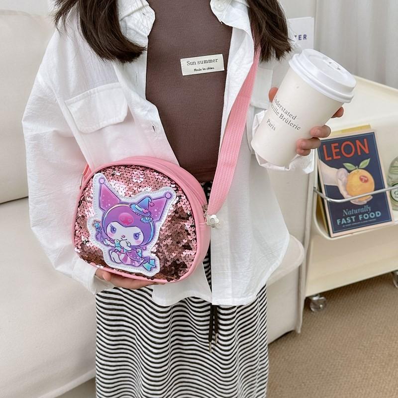 Kids Crossbody Bag With Pu Material And Glitter Design For Girls** Characters Included)