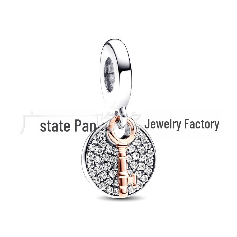 Panjia Dora 925 Silver-Plated Copper Love Rose Bead Pendant - Valentine's Day 2024